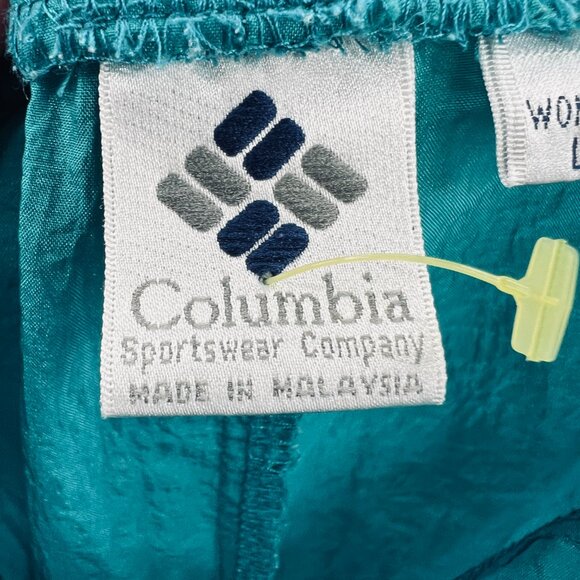 Columbia Womens Pants Large Teal Nylon Elastic Waist Windbreaker Jogger Retro - Picture 6 of 13